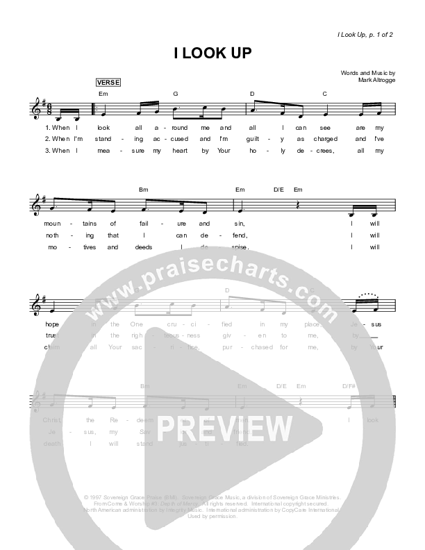I Look Up Lead Sheet (Sovereign Grace)