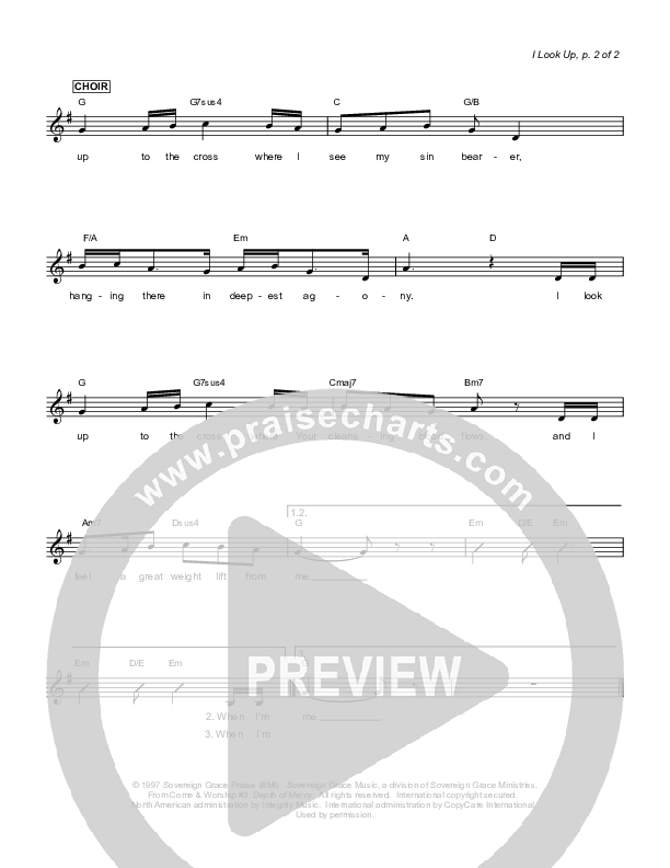 I Look Up Lead Sheet (Sovereign Grace)