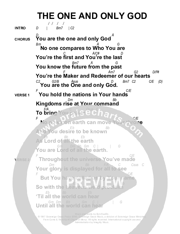 The One And Only God Chords & Lyrics (Sovereign Grace)