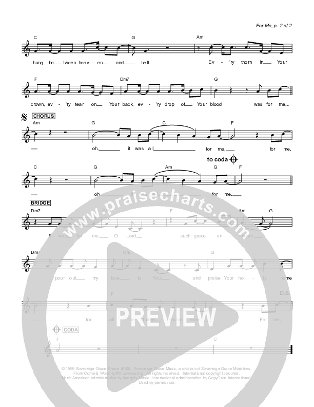 For Me Lead Sheet (Sovereign Grace)
