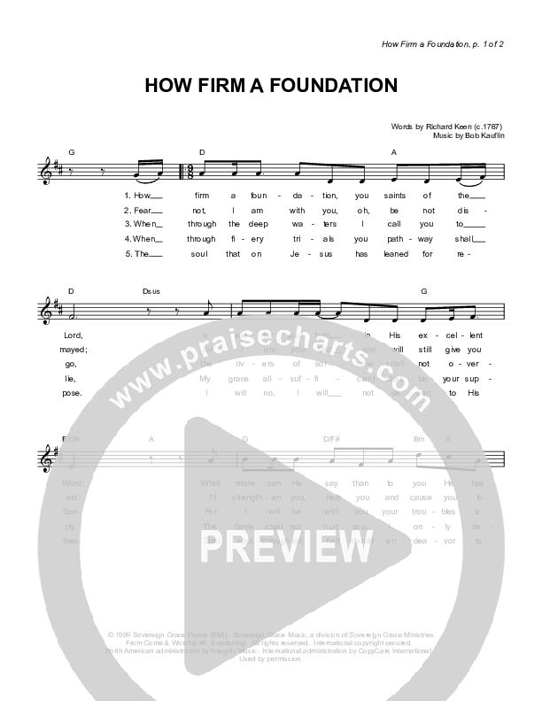 How Firm A Foundation Lead Sheet (Sovereign Grace)