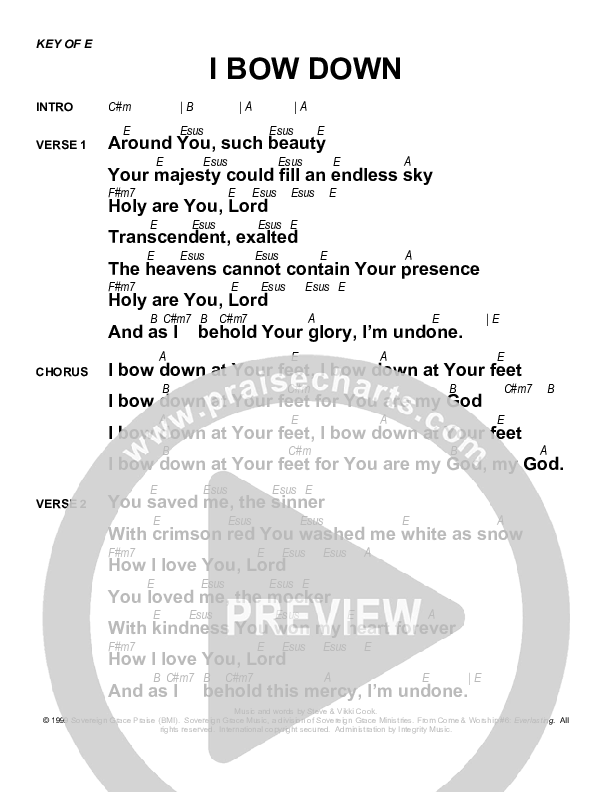 I Bow Down Chords & Lyrics (Sovereign Grace)