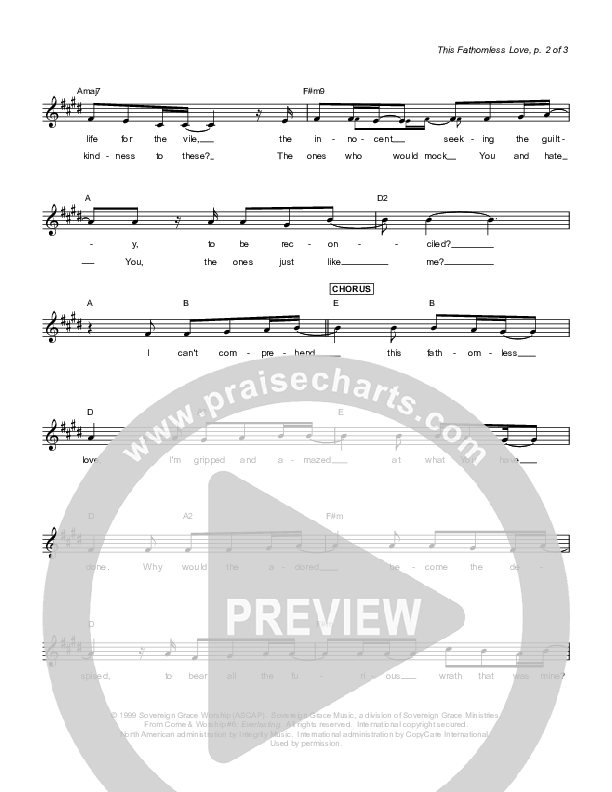 The Fathomless Love Lead Sheet (Sovereign Grace)