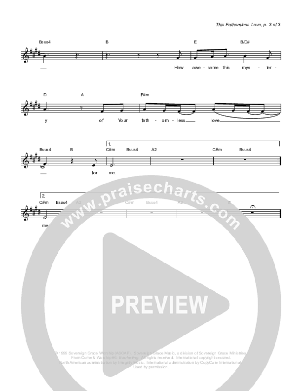 The Fathomless Love Lead Sheet (Sovereign Grace)
