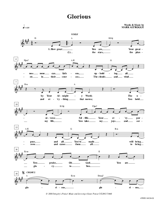 Glorious Lead Sheet (Sovereign Grace)