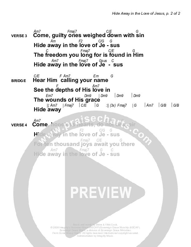 Hide Away In The Love of Jesus Chords & Lyrics (Sovereign Grace)