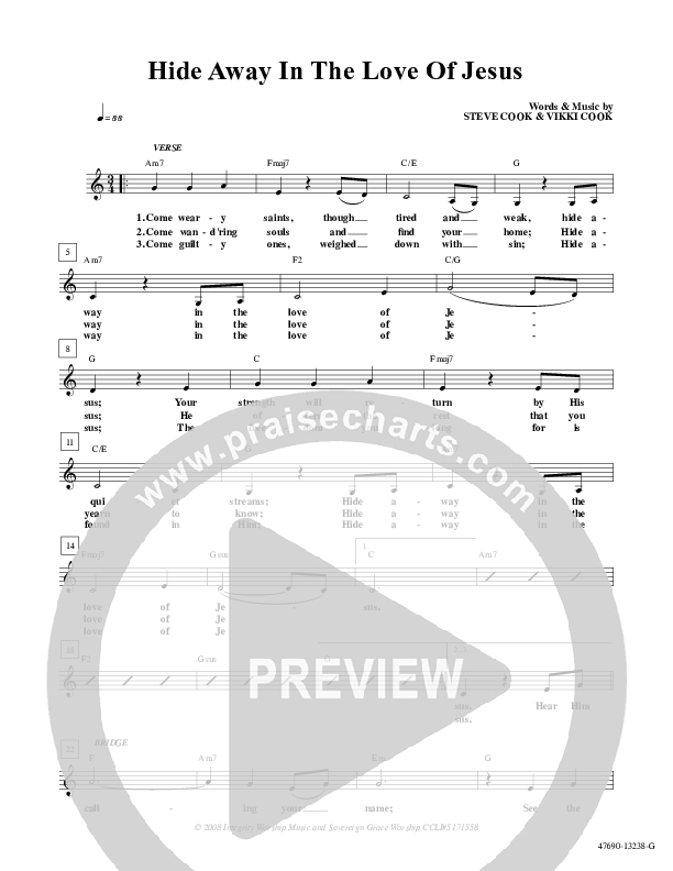 Hide Away In The Love of Jesus Lead Sheet (Sovereign Grace)