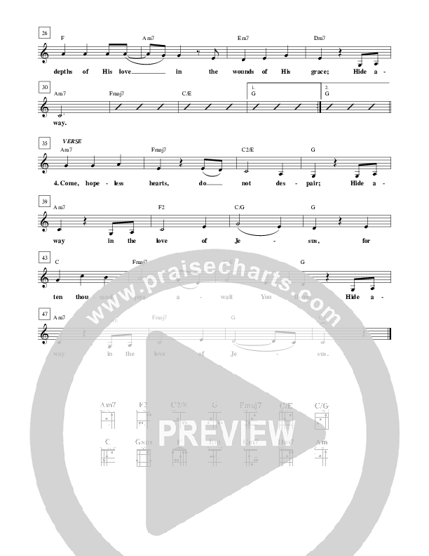 Hide Away In The Love of Jesus Lead Sheet (Sovereign Grace)