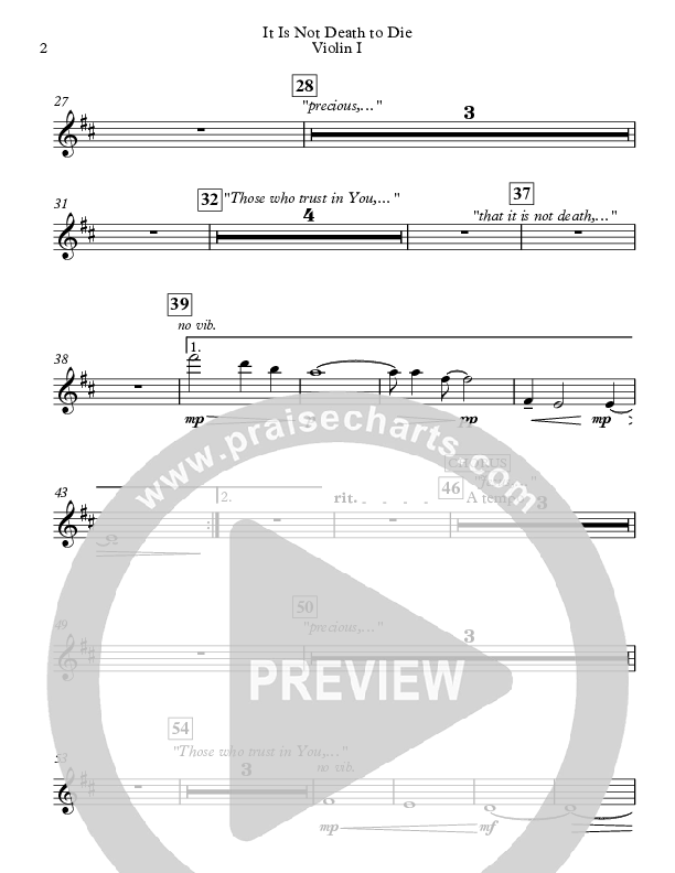 It Is Not Death To Die Violin 1 (Sovereign Grace)