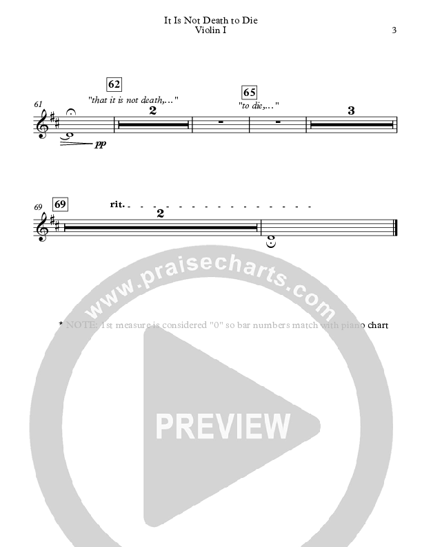 It Is Not Death To Die Violin 1 (Sovereign Grace)