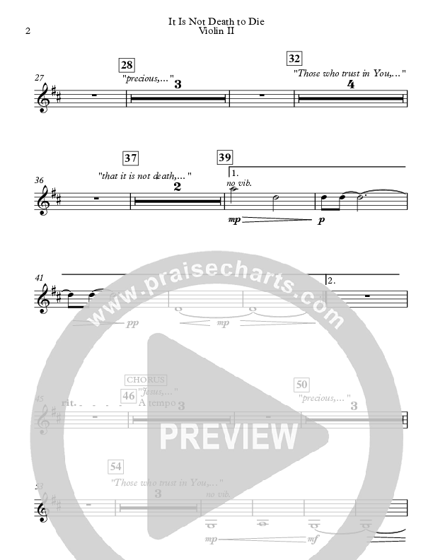 It Is Not Death To Die Violin 2 (Sovereign Grace)