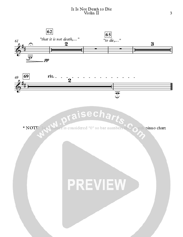 It Is Not Death To Die Violin 2 (Sovereign Grace)