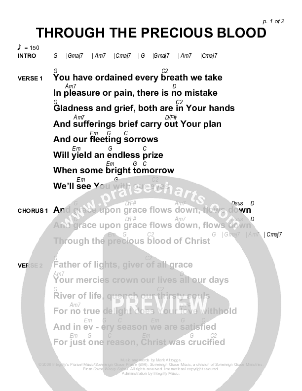 Through The Precious Blood Chords & Lyrics (Sovereign Grace)