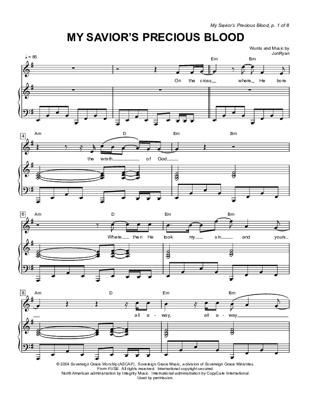 My Savior's Precious Blood Lead & Piano (Sovereign Grace)