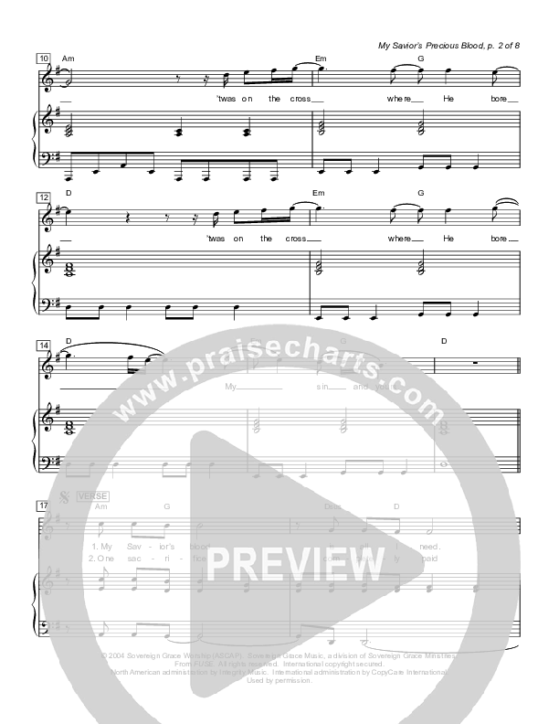 My Savior's Precious Blood Lead & Piano (Sovereign Grace)