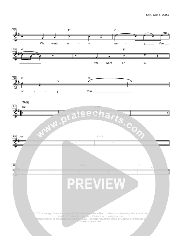 Only You Lead Sheet (Sovereign Grace)