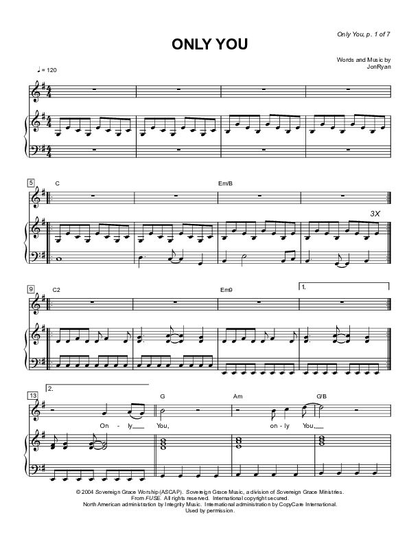 Only You Lead & Piano (Sovereign Grace)