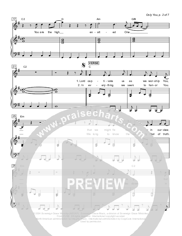 Only You Lead & Piano (Sovereign Grace)