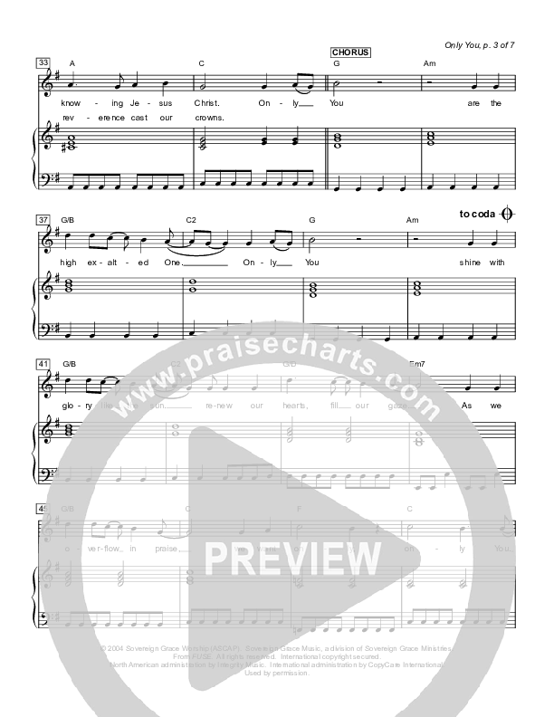 Only You Lead & Piano (Sovereign Grace)