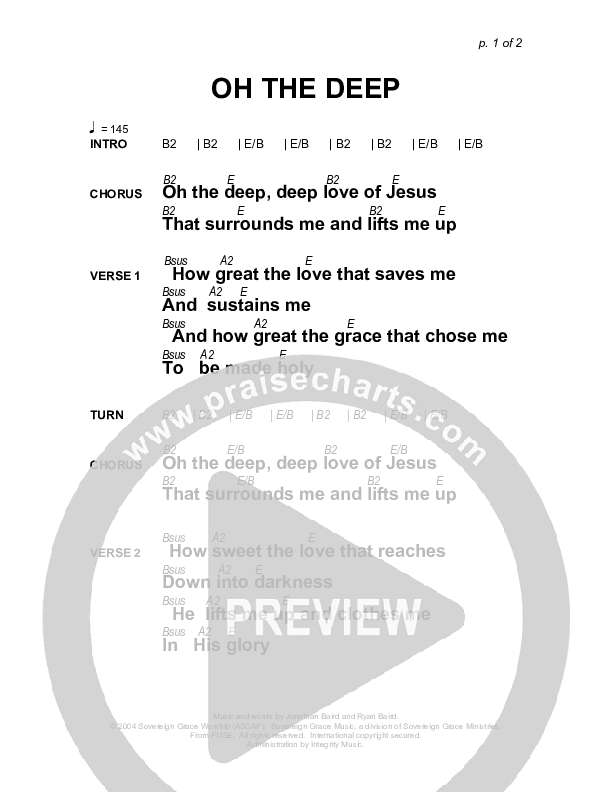 Oh The Deep Chords & Lyrics (Sovereign Grace)