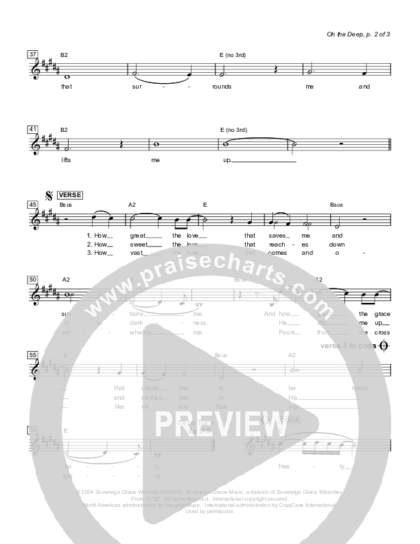 Oh The Deep Lead Sheet (Sovereign Grace)