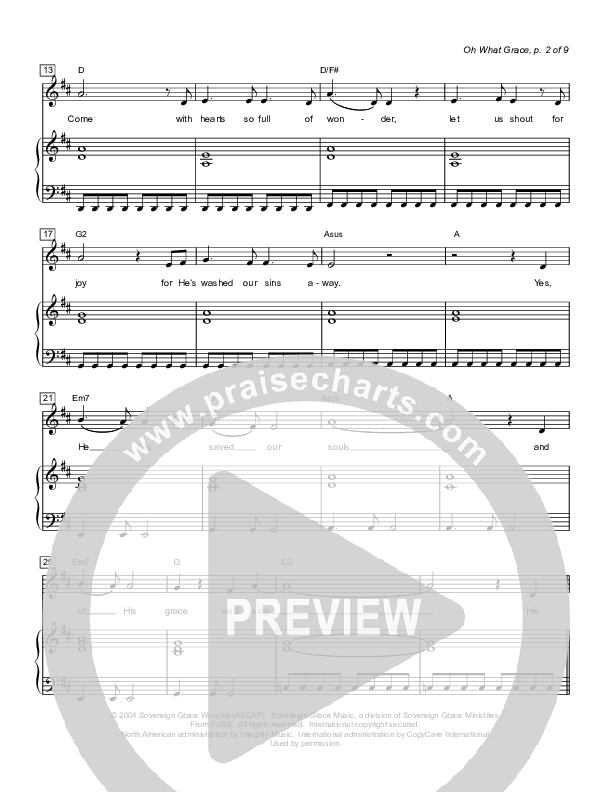 Oh What Grace Lead & Piano (Sovereign Grace)