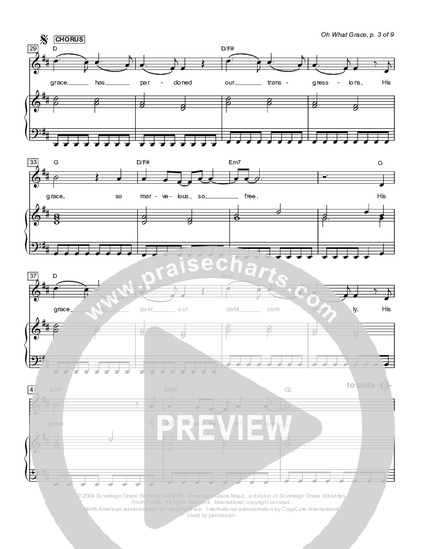 Oh What Grace Lead & Piano (Sovereign Grace)