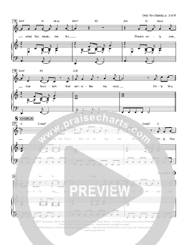 Only You Satisfy Lead & Piano (Sovereign Grace)