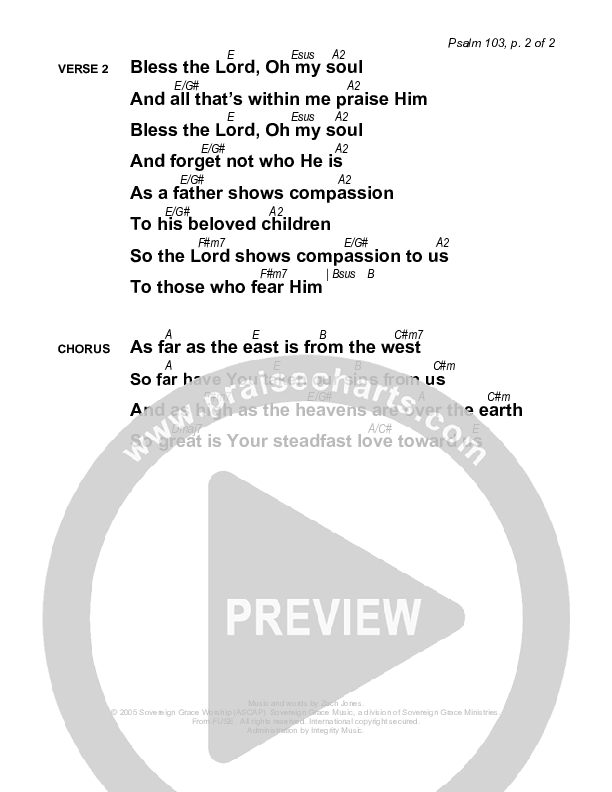 Psalm 103 Chords & Lyrics (Sovereign Grace)