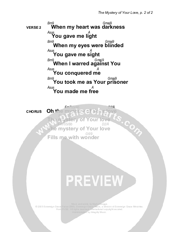 The Mystery Of Your Love Chords & Lyrics (Sovereign Grace)