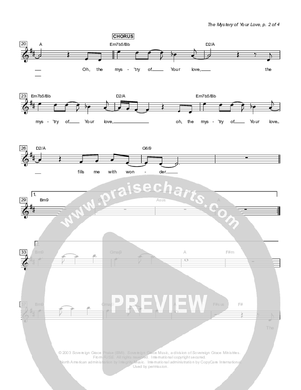 The Mystery Of Your Love Lead Sheet (Sovereign Grace)