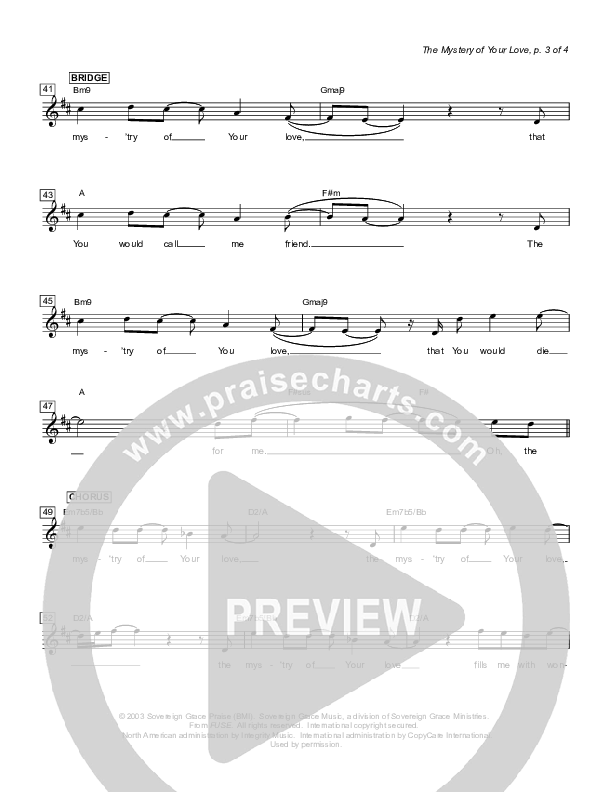 The Mystery Of Your Love Lead Sheet (Sovereign Grace)