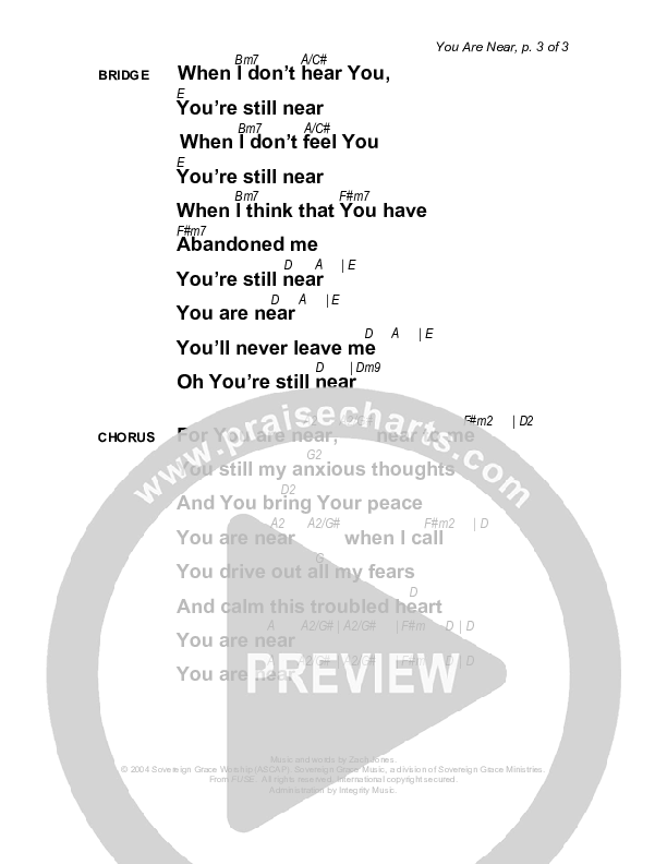You Are Near Chords & Lyrics (Sovereign Grace)