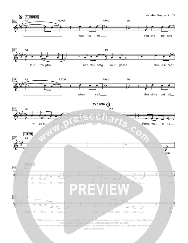You Are Near Lead Sheet (Sovereign Grace)