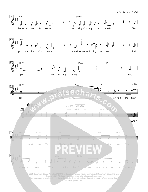 You Are Near Lead Sheet (Sovereign Grace)