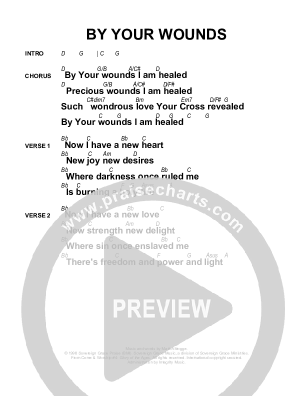 By Your Wounds Chords & Lyrics (Sovereign Grace)