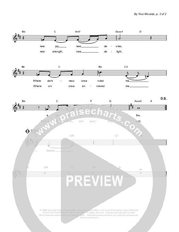 By Your Wounds Lead Sheet (Sovereign Grace)