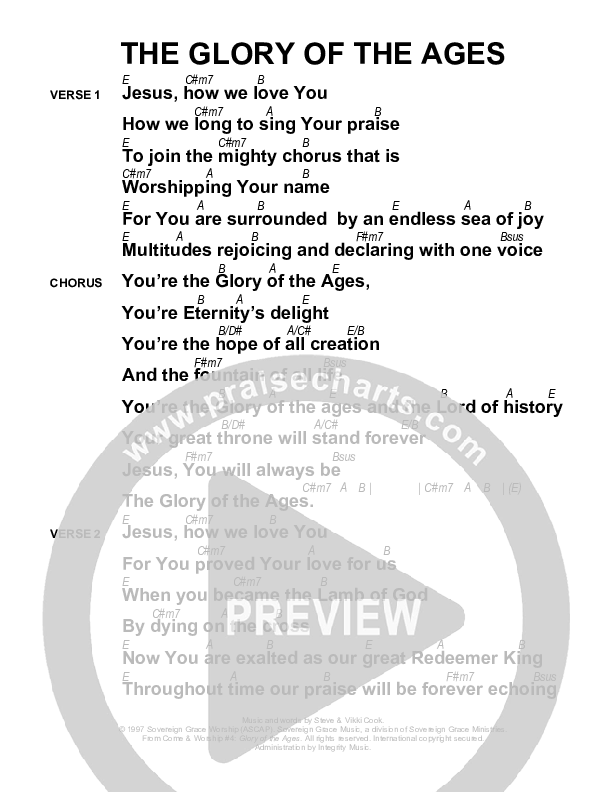 The Glory Of The Ages Chords & Lyrics (Sovereign Grace)