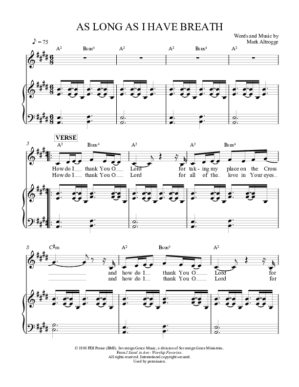 As Long As I Have Breath Lead & Piano (Sovereign Grace)