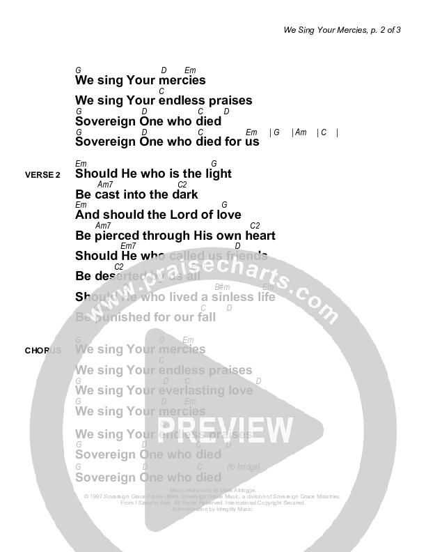 We Sing Your Mercies Chords & Lyrics (Sovereign Grace)