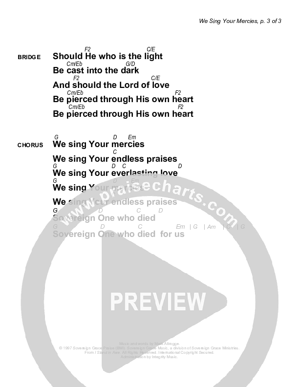 We Sing Your Mercies Chords & Lyrics (Sovereign Grace)