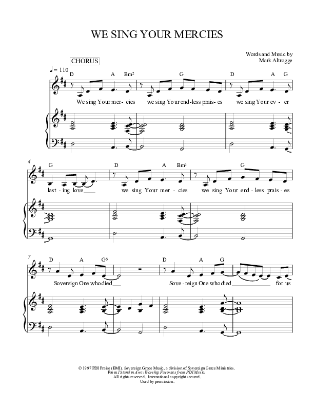 We Sing Your Mercies Lead & Piano (Sovereign Grace)