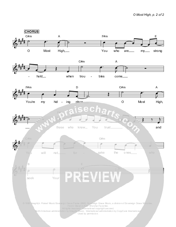 O Most High Lead Sheet (Sovereign Grace)