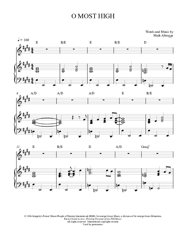 O Most High Lead & Piano (Sovereign Grace)