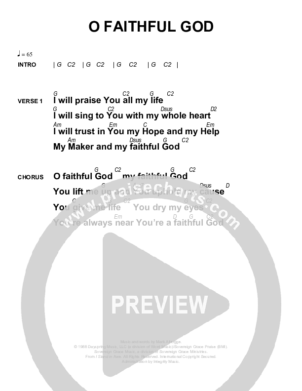 O Faithful God Chords & Lyrics (Sovereign Grace)