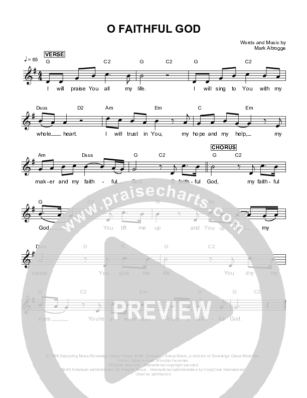 O Faithful God Lead Sheet (Sovereign Grace)