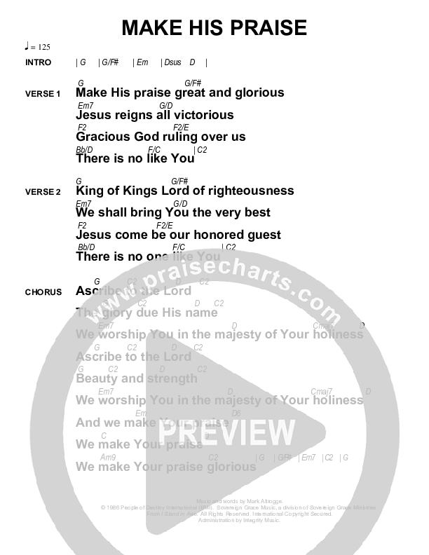 Make His Praise Great Chords & Lyrics (Sovereign Grace)