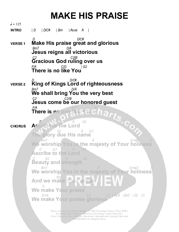 Make His Praise Great Chords & Lyrics (Sovereign Grace)