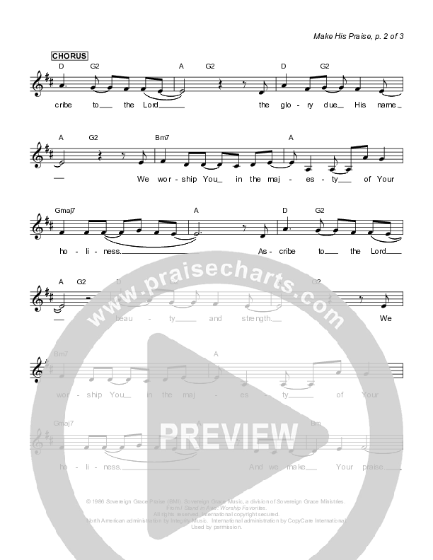 Make His Praise Great Lead Sheet (Sovereign Grace)
