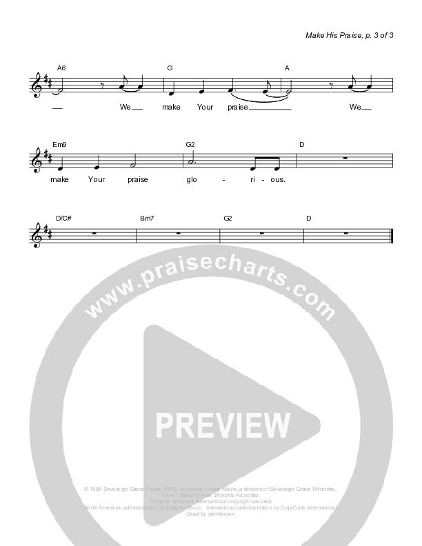 Make His Praise Great Lead Sheet (Sovereign Grace)